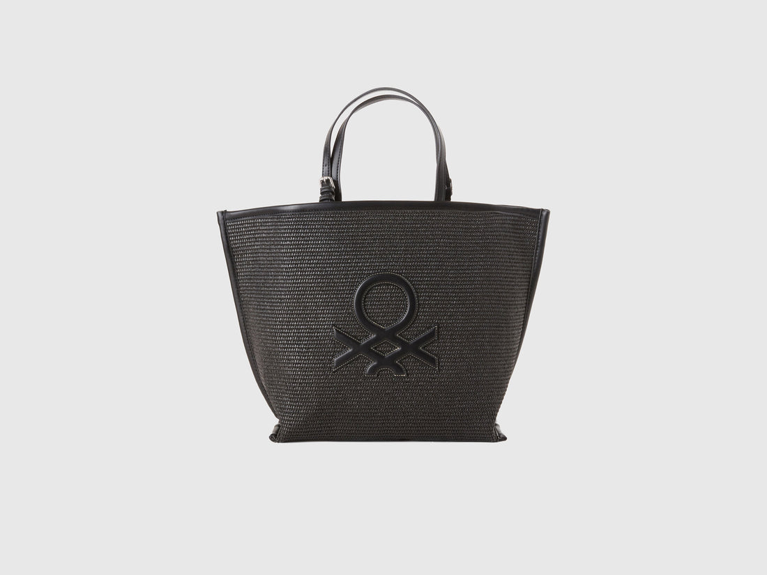 Black Raffia Effect Tote Bag_6Xz5Dy04U_700_01