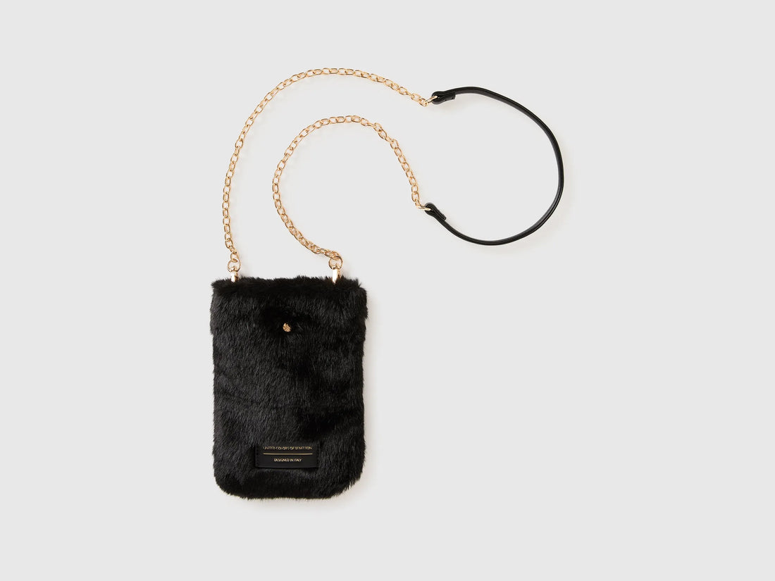Benetton Black Women Faux Fur Cell Phone Holder SKU: 6YV4VY03S_901 Image 01