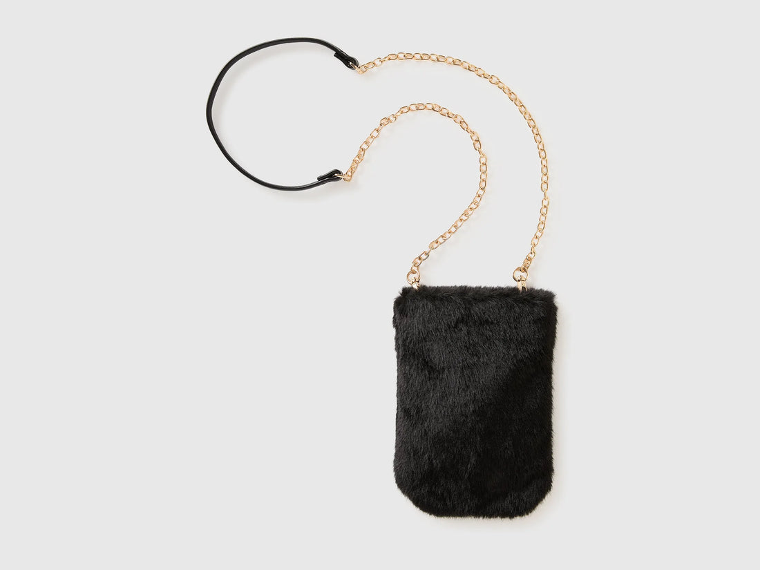 Benetton Black Women Faux Fur Cell Phone Holder SKU: 6YV4VY03S_901 Image 02