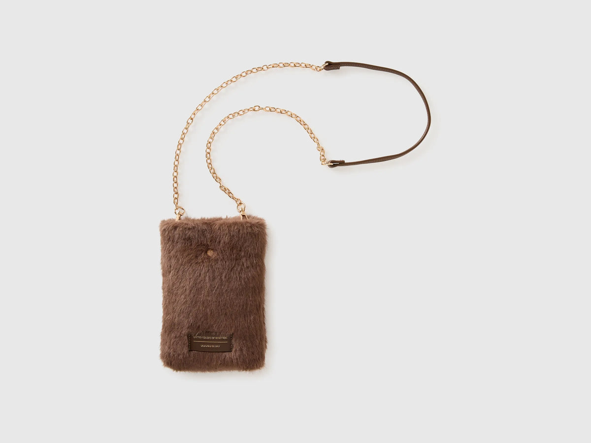 Benetton Beige Women Faux Fur Cell Phone Holder SKU: 6YV4VY03S_902 Image 01