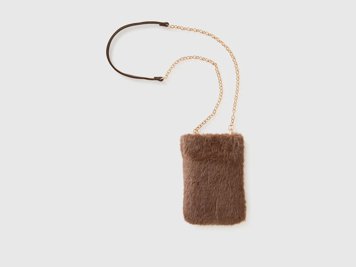 Benetton Beige Women Faux Fur Cell Phone Holder SKU: 6YV4VY03S_902 Image 02