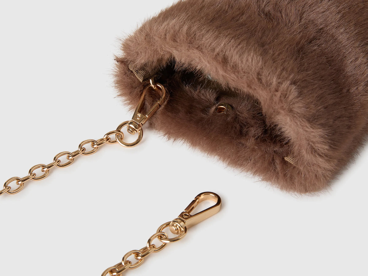 Benetton Beige Women Faux Fur Cell Phone Holder SKU: 6YV4VY03S_902 Image 03