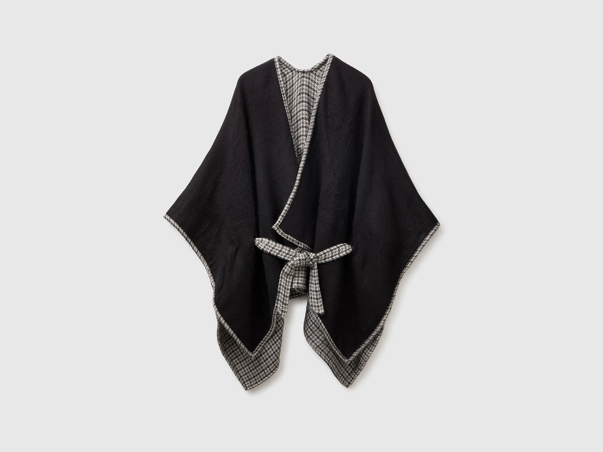 Benetton Black Women Reversible Belted Cape SKU: 6ZYLVU00N_901 Image 03