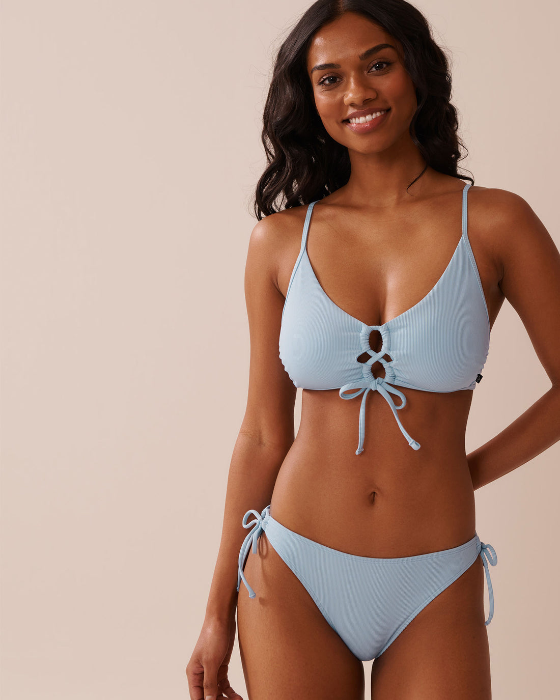 La Vie en Rose_Powder Blue_BABY BLUE Crisscross Detail Ribbed Bralette Bikini_70100774_40198_01