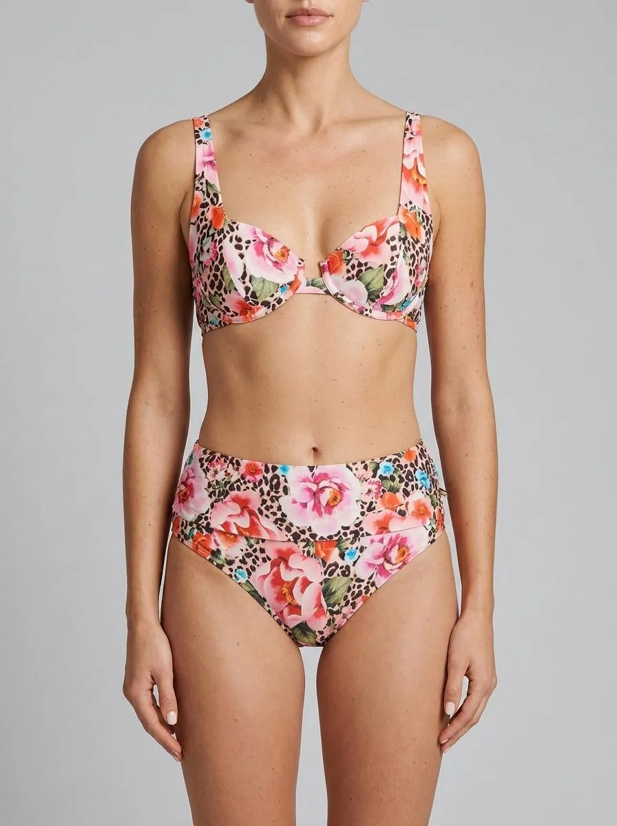 La Vie en Rose Capri Women FLORAL LEOPARD Plunge Bikini Top SKU: 70100921_P20084 Image 00