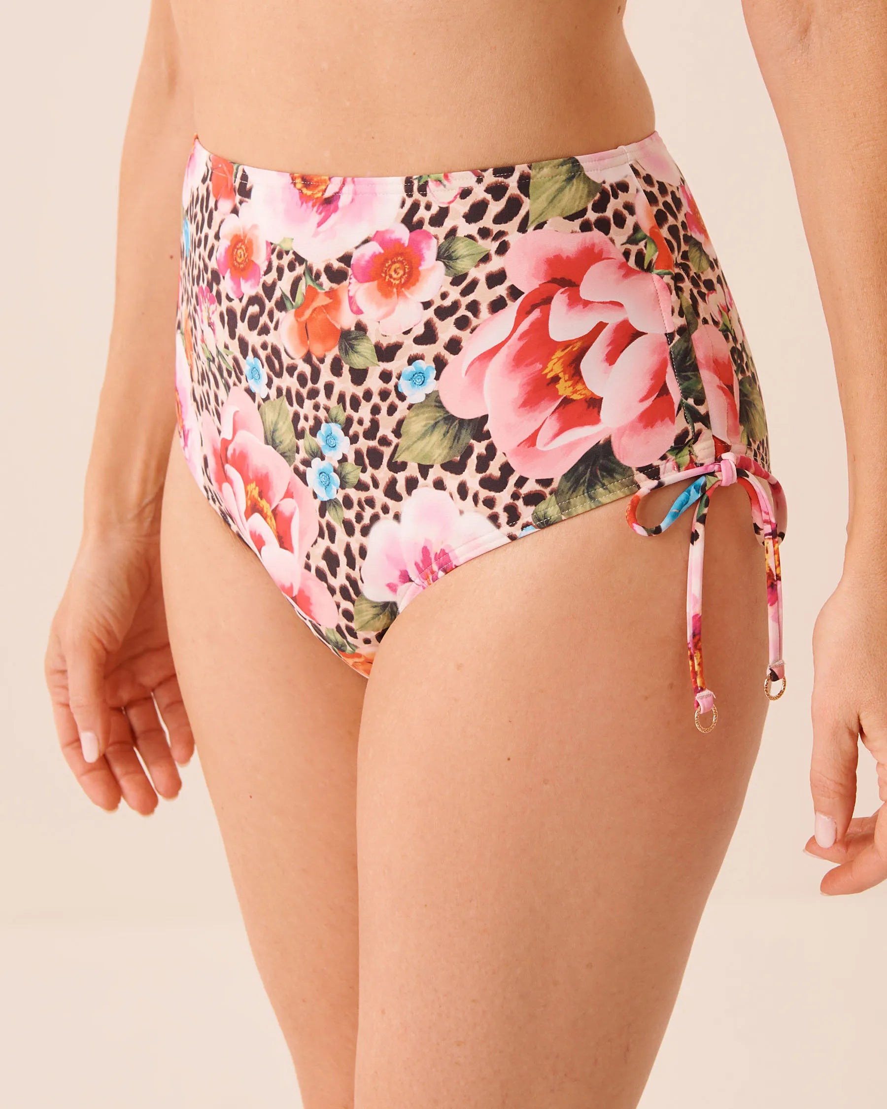 La Vie en Rose Capri Women FLORAL LEOPARD Side Tie High Waist Bikini Bottom SKU: 70300857_P20084 Image 02