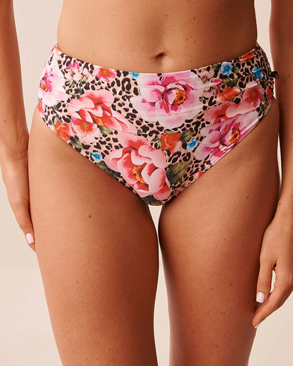 La Vie en Rose Capri Women FLORAL LEOPARD Draped Mid Waist Bikini Bottom SKU: 70300858_P20084 Image 01