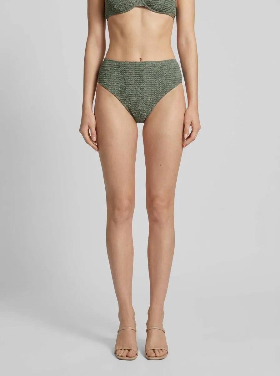 La Vie en Rose Laurel Wreath Women EARTHY GREEN High Waist Crochet Cheeky Bikini Bottom SKU: 70300872_30155 Image 00