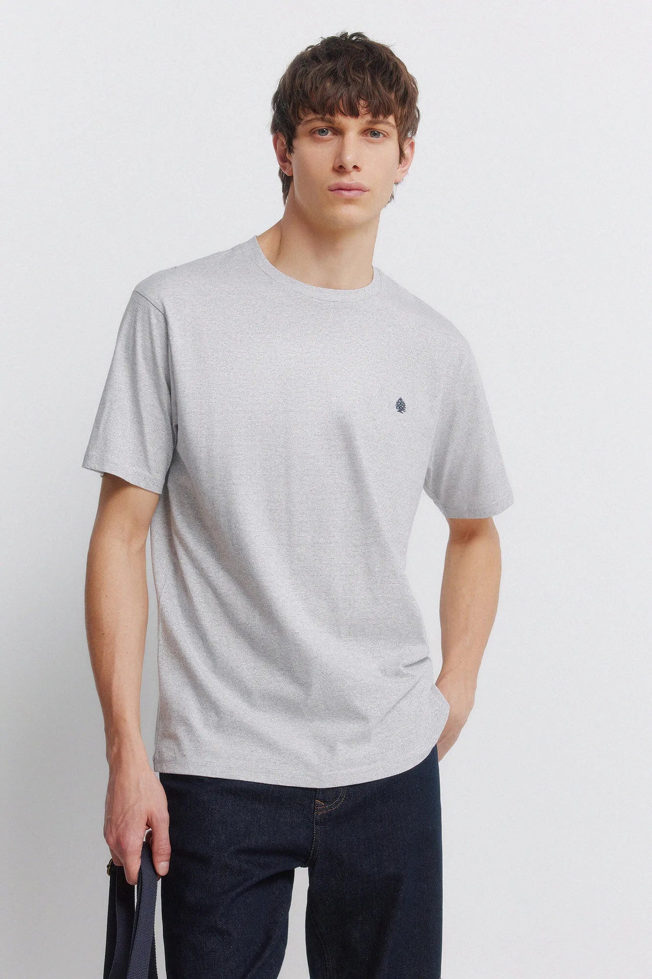 Springfield Blue Men Micro-Striped T-Shirt SKU: 7122308_12 Image 01