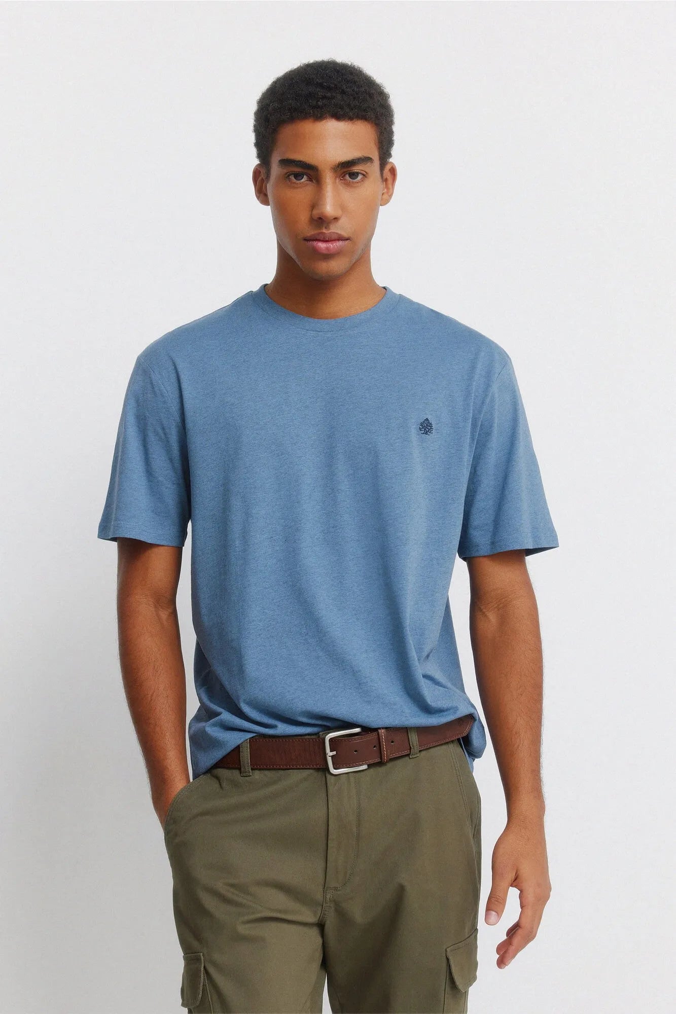 Springfield Blue Men Viscose Basic T-Shirt SKU: 7122310_14 Image 01