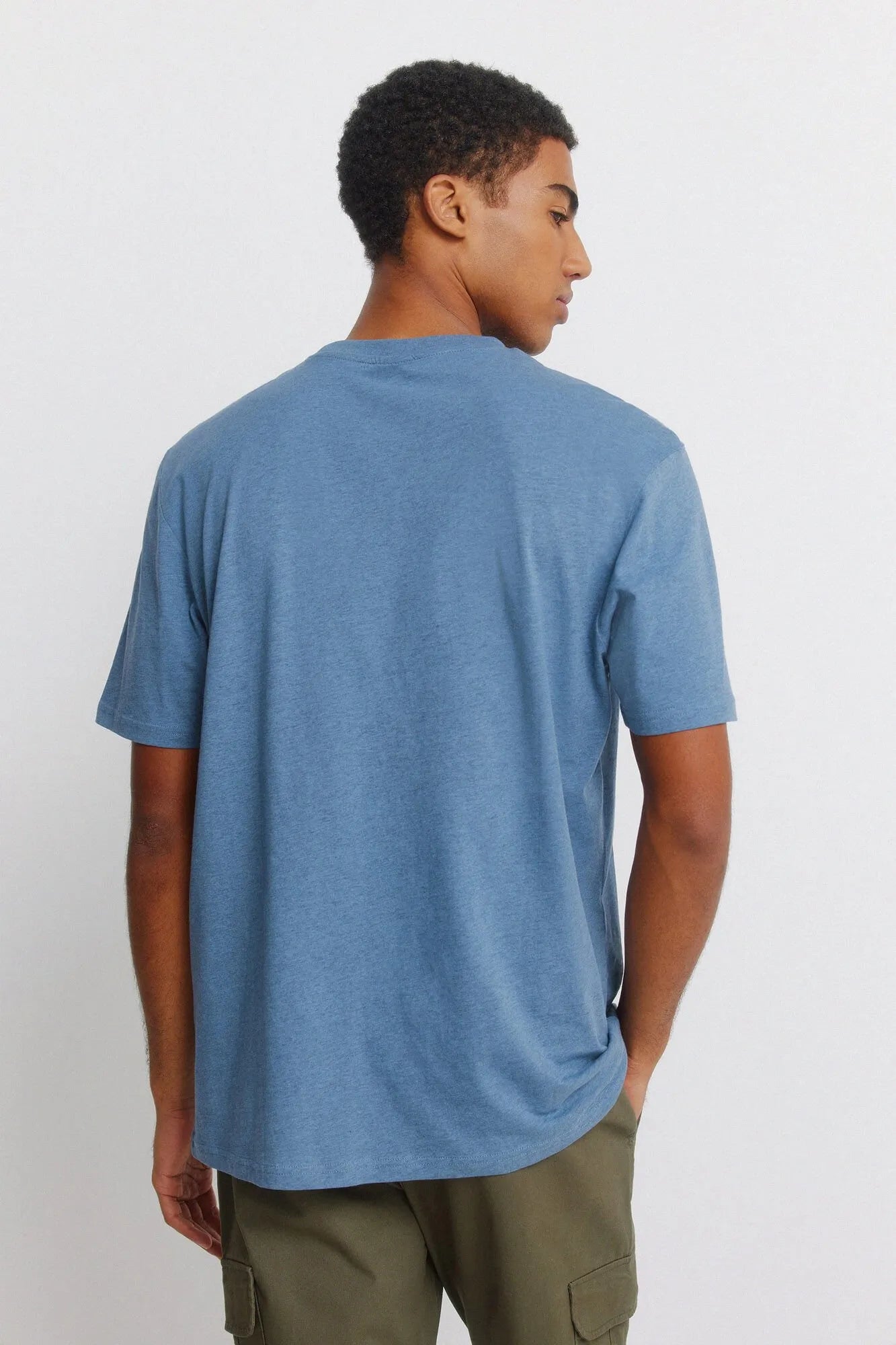 Springfield Blue Men Viscose Basic T-Shirt SKU: 7122310_14 Image 03