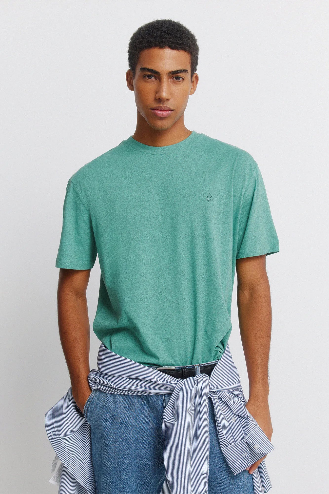 Springfield Green Men Viscose Basic T-Shirt SKU: 7122310_25 Image 01