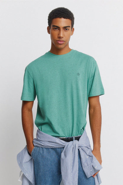 Springfield Green Men Viscose Basic T-Shirt SKU: 7122310_25 Image 01