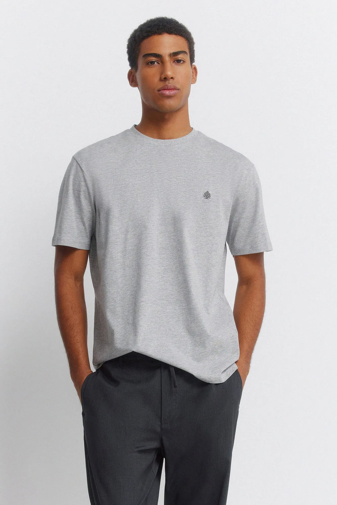 Springfield Gray Men Viscose Basic T-Shirt SKU: 7122310_46 Image 01