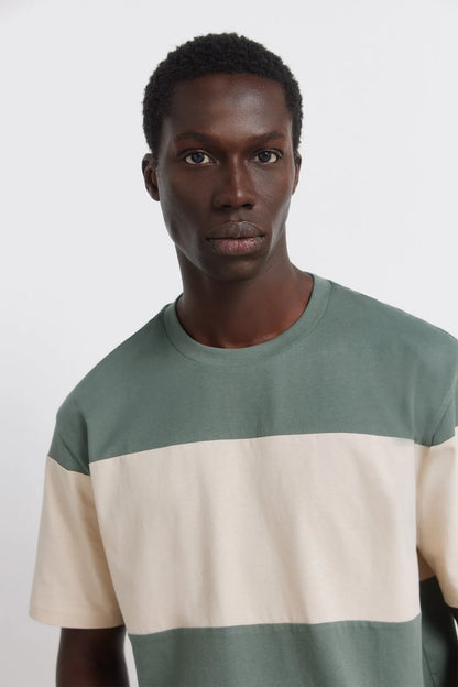 Springfield Green Men Colour Block T-Shirt SKU: 7122312_27 Image 01