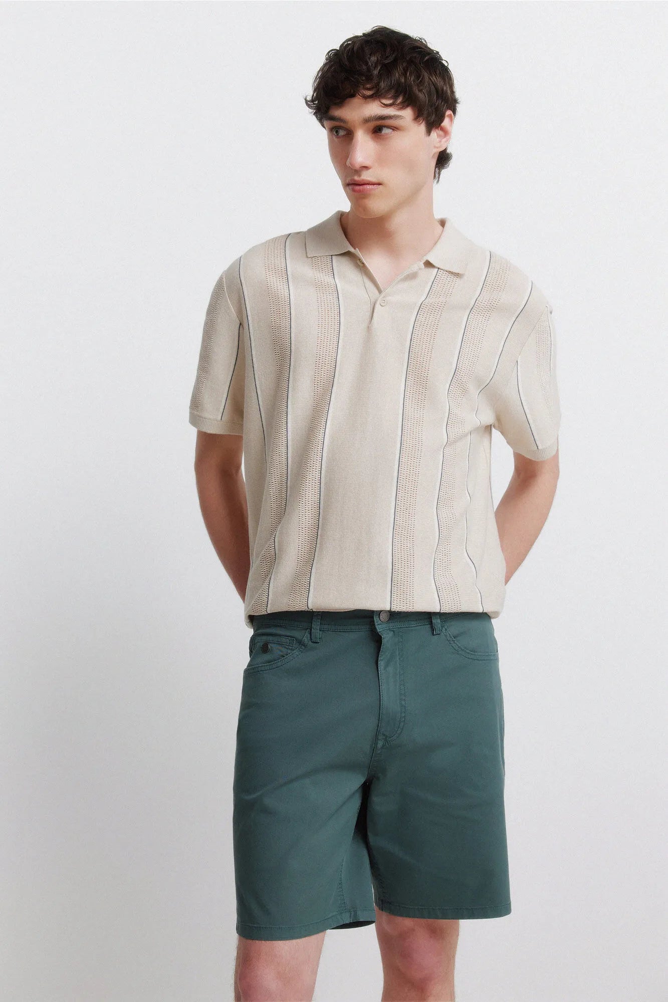 Springfield 0 Men Lightweight 5-Pocket Washed Regular Fit Bermuda Shorts SKU: 7133005_88 Image 03