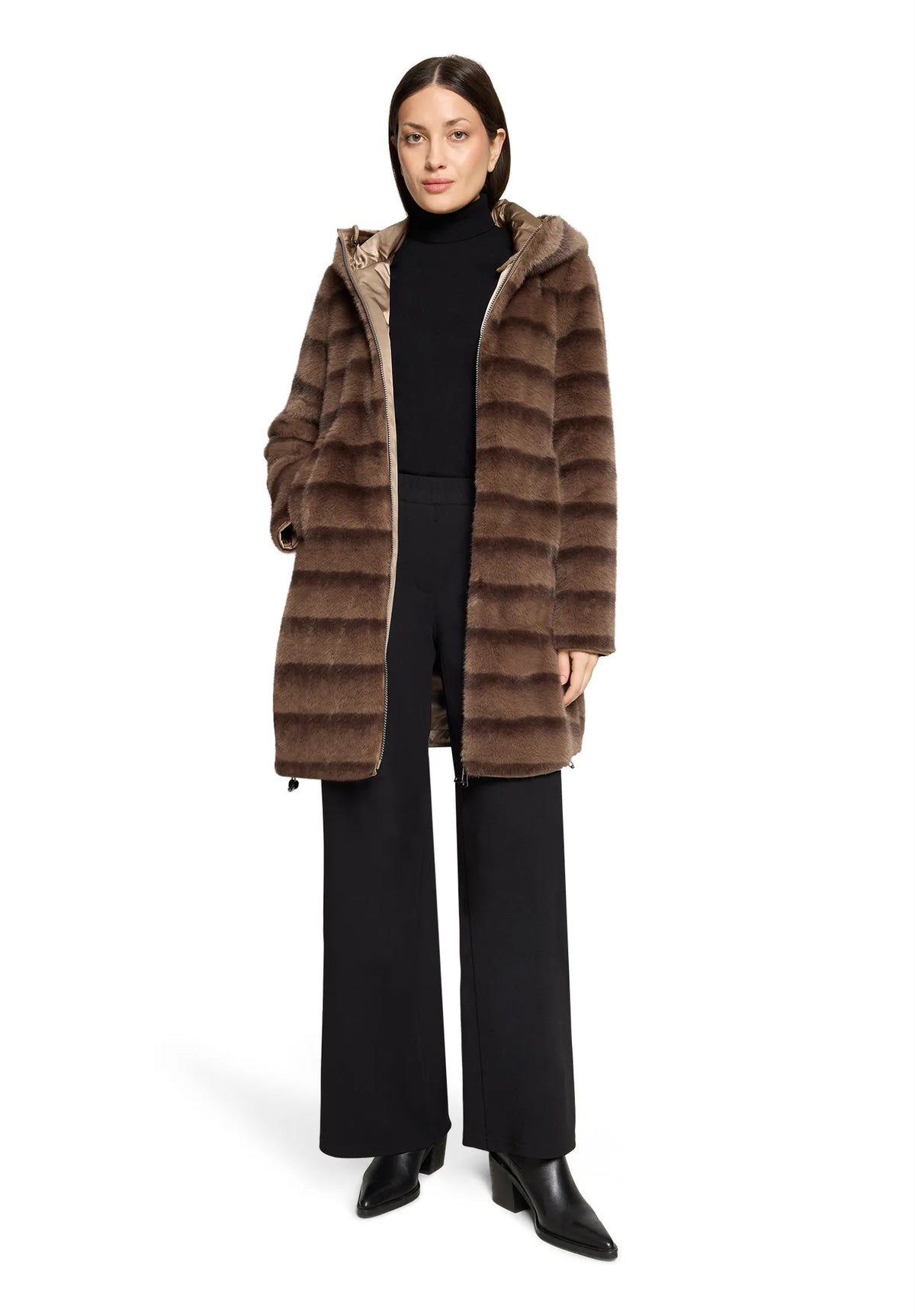 Betty Barclay Taupe/Brown Women Reversible Jacket SKU: 7153-1646_7872 Image 02