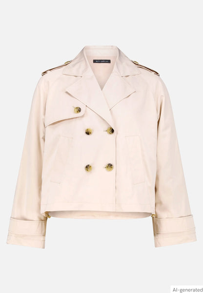 Betty Barclay Soft Nature Women Short Trench Coat with Buttons SKU: 7322-1405_1098 Image 01