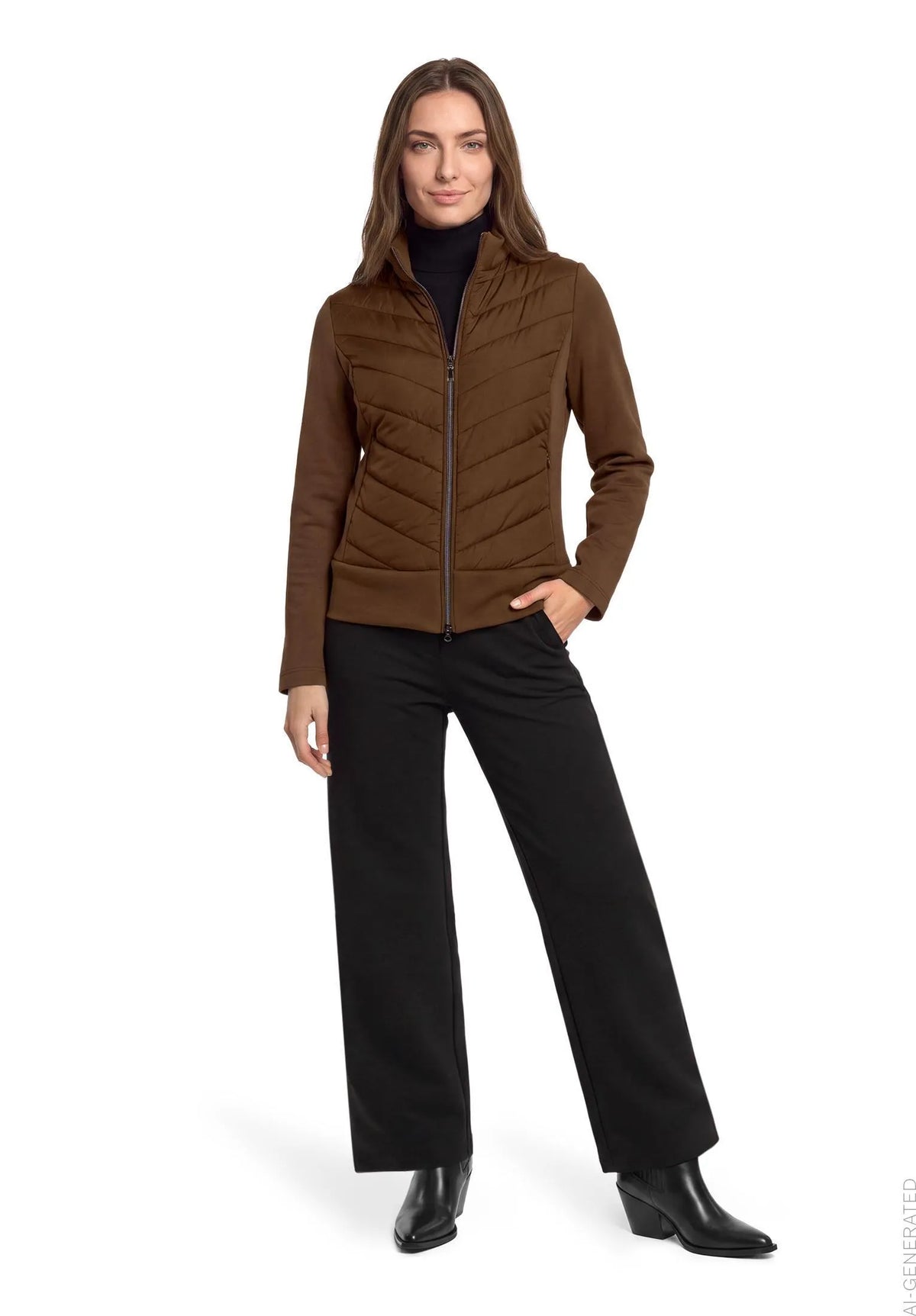 Betty Barclay Dark Coffee Women Quilted Jacket SKU: 7327-1412_7048 Image 02