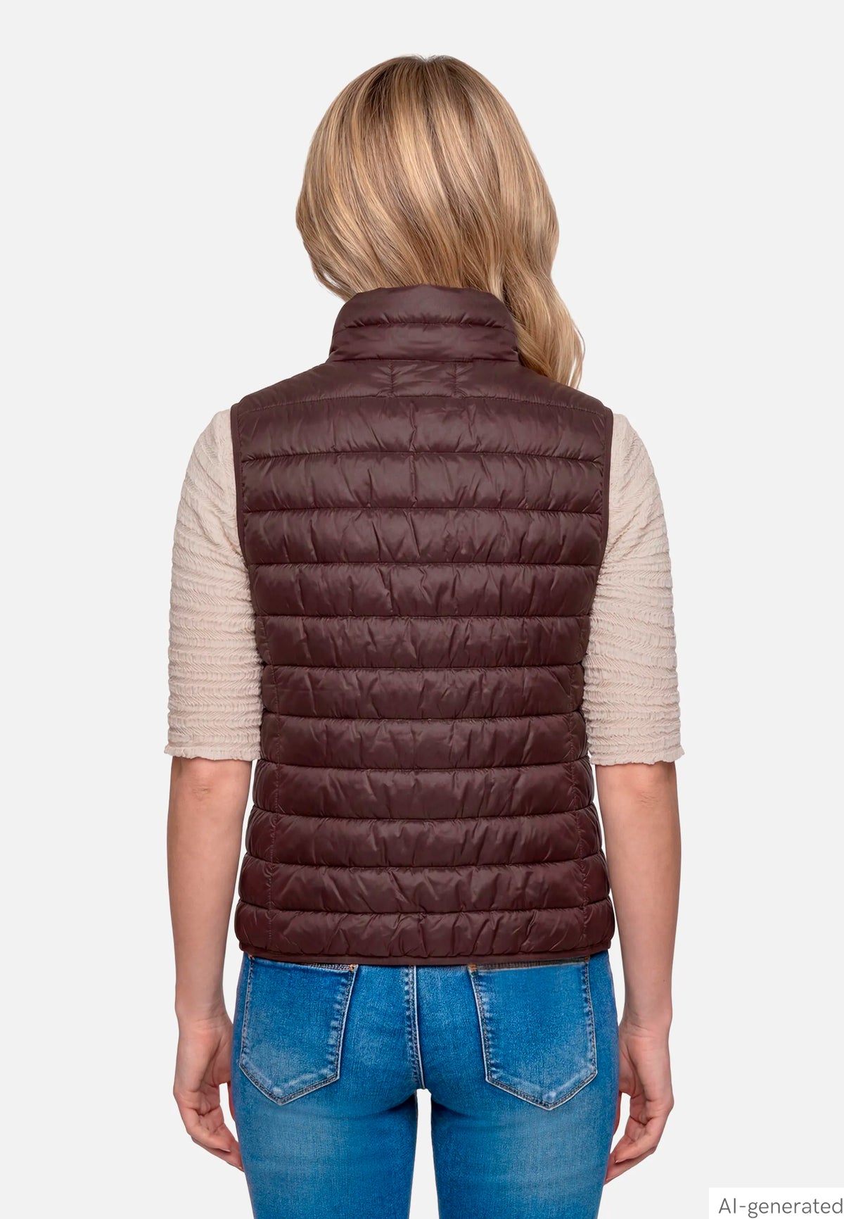 Betty Barclay Maroon Banner Women Quilted Vest with Zipper SKU: 7337-1921_4697 Image 03