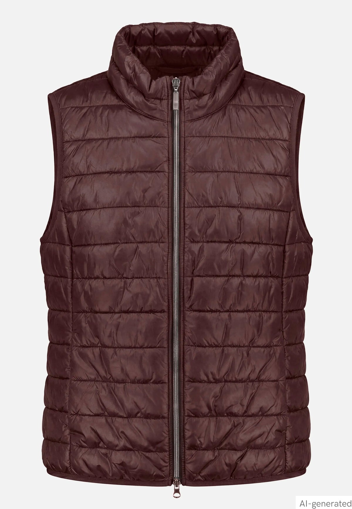 Betty Barclay Maroon Banner Women Quilted Vest with Zipper SKU: 7337-1921_4697 Image 04