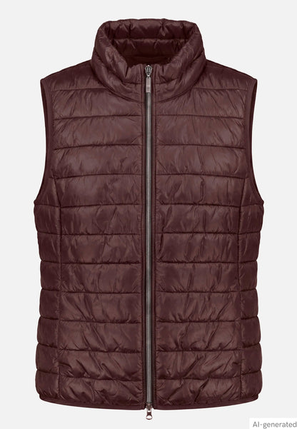 Betty Barclay Maroon Banner Women Quilted Vest with Zipper SKU: 7337-1921_4697 Image 04