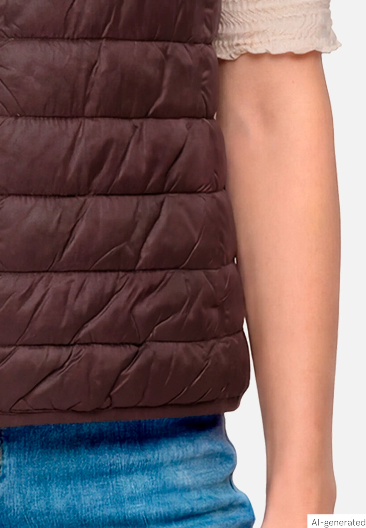 Betty Barclay Maroon Banner Women Quilted Vest with Zipper SKU: 7337-1921_4697 Image 07