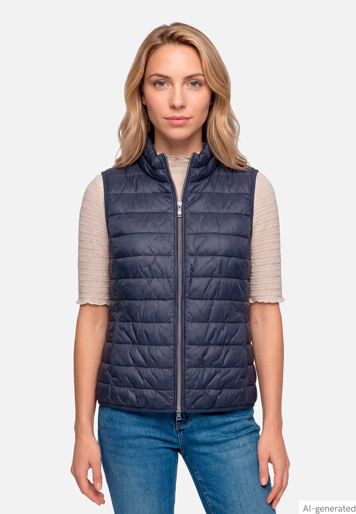 Betty Barclay Dark Sky Women Quilted Vest with Zipper SKU: 7337-1921_8345 Image 01