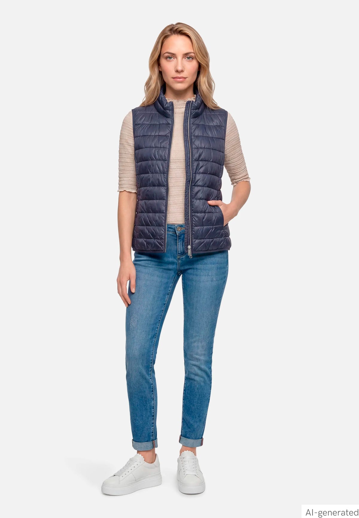 Betty Barclay Dark Sky Women Quilted Vest with Zipper SKU: 7337-1921_8345 Image 02