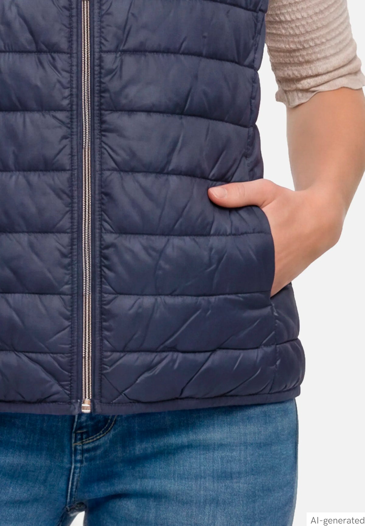 Betty Barclay Dark Sky Women Quilted Vest with Zipper SKU: 7337-1921_8345 Image 06