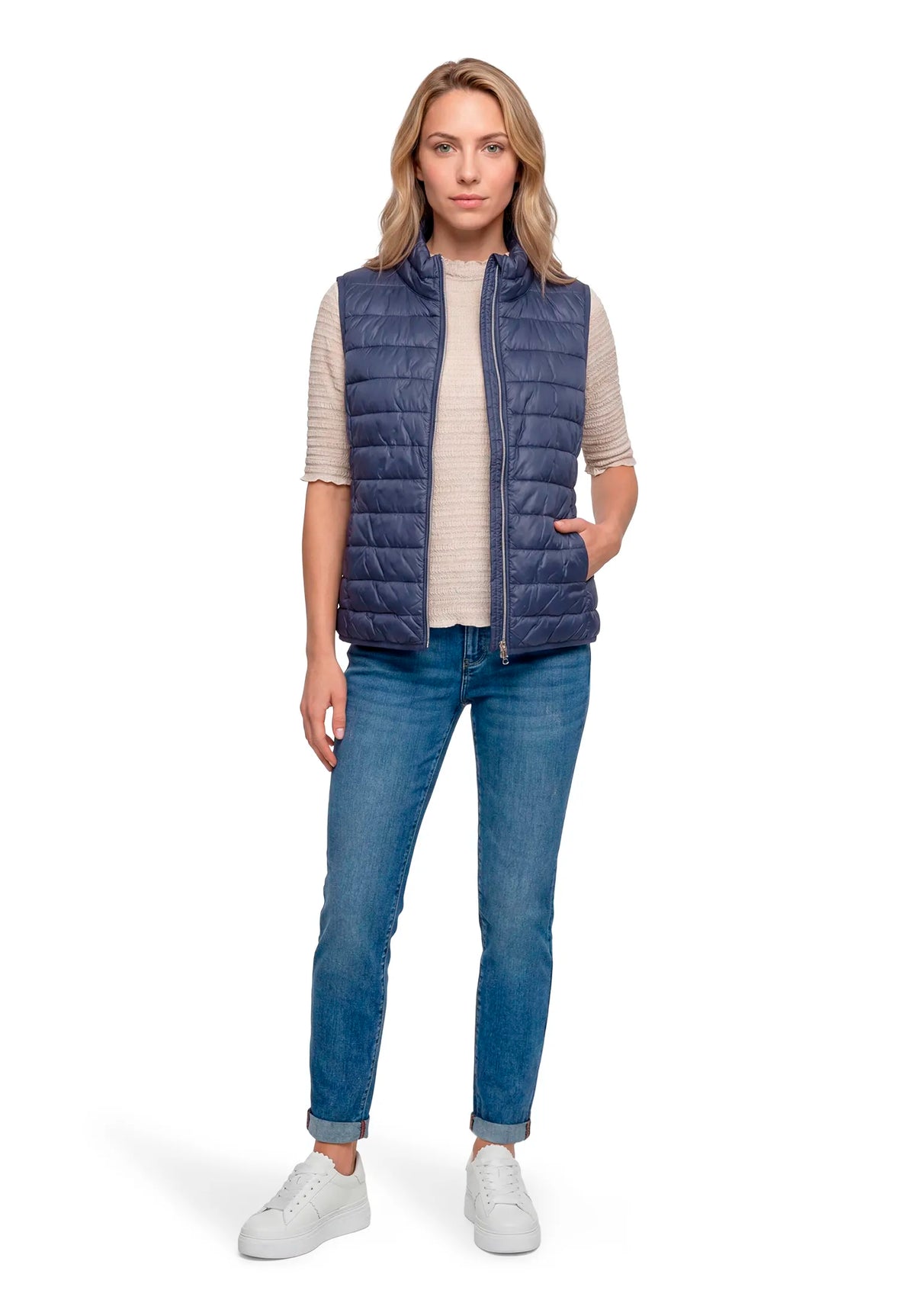 Betty Barclay Blue Horizon Women Quilted Vest with Zipper SKU: 7337-1921_8427 Image 05