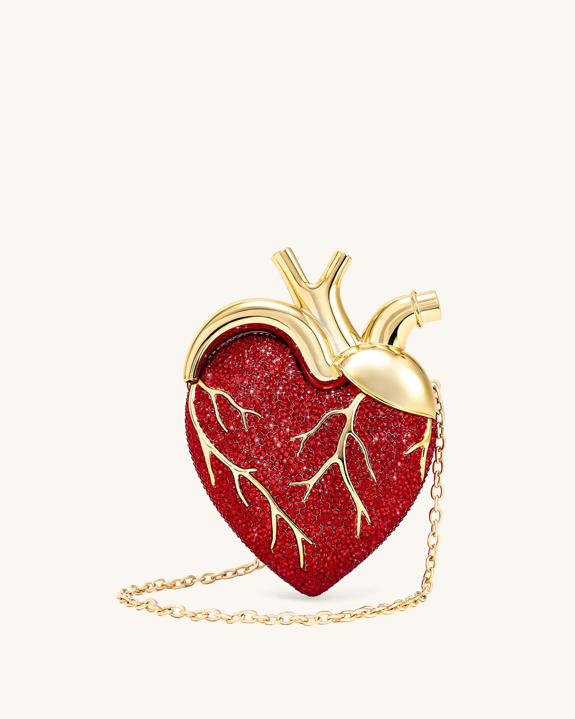 JW PEI Red Women Maren Artificial Crystal Heart Shaped Bag - Red SKU: 738-42_Red Image 01