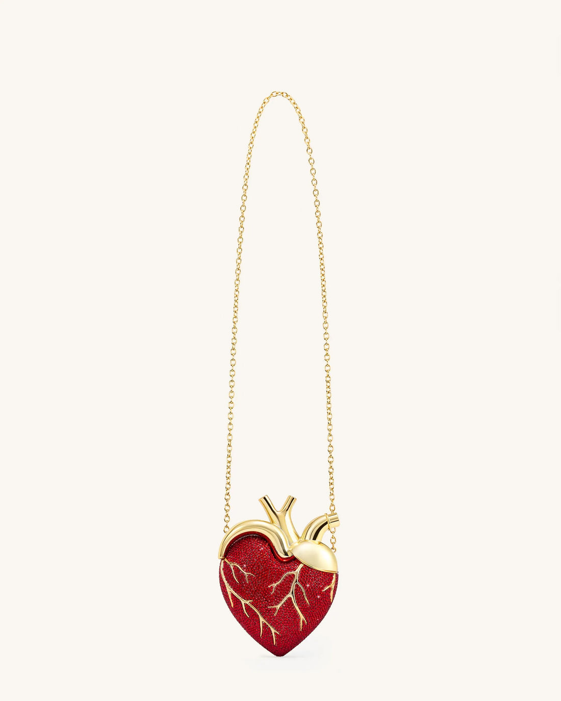 JW PEI Red Women Maren Artificial Crystal Heart Shaped Bag - Red SKU: 738-42_Red Image 02