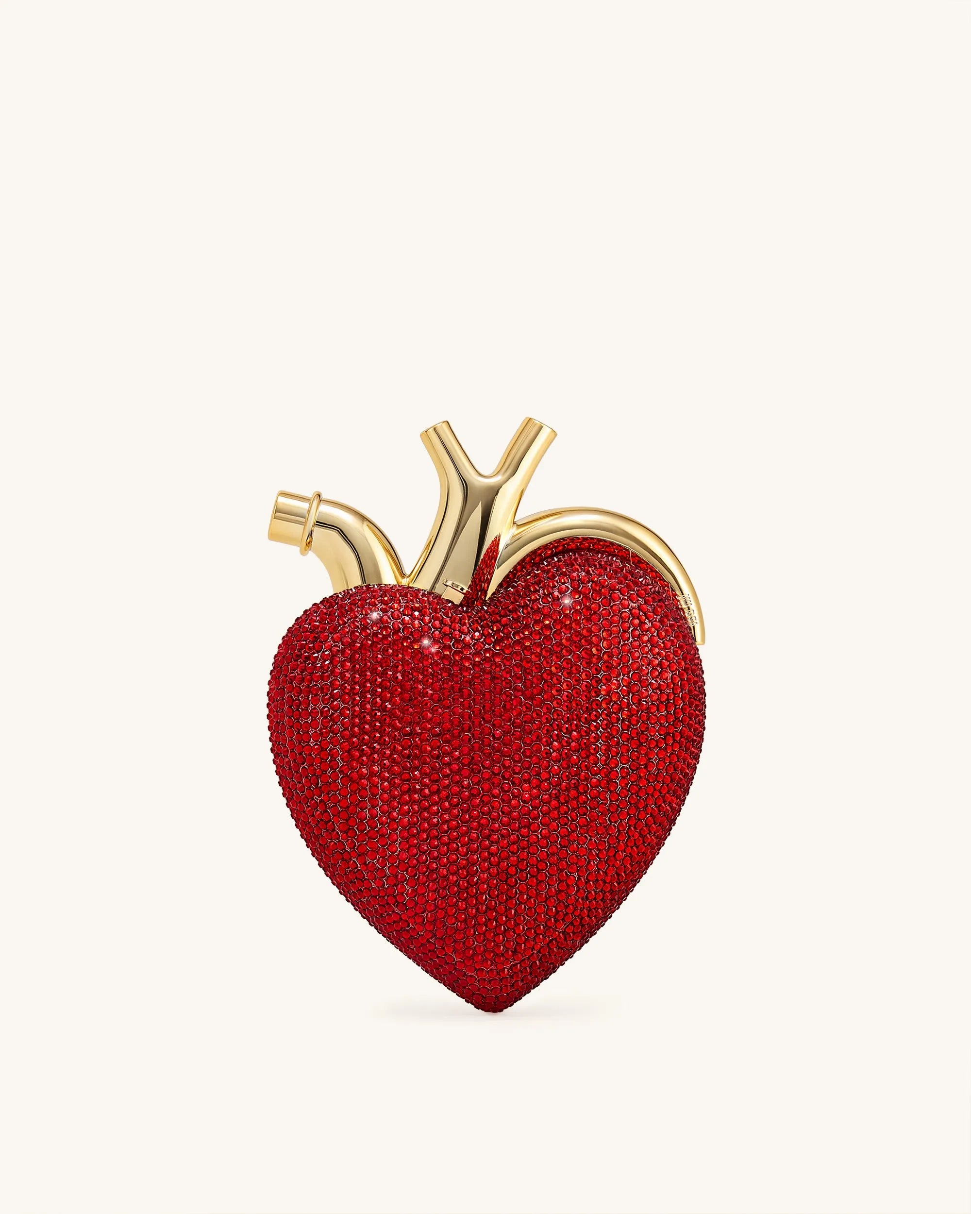 JW PEI Red Women Maren Artificial Crystal Heart Shaped Bag - Red SKU: 738-42_Red Image 04