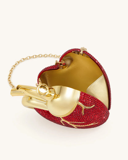 JW PEI Red Women Maren Artificial Crystal Heart Shaped Bag - Red SKU: 738-42_Red Image 05