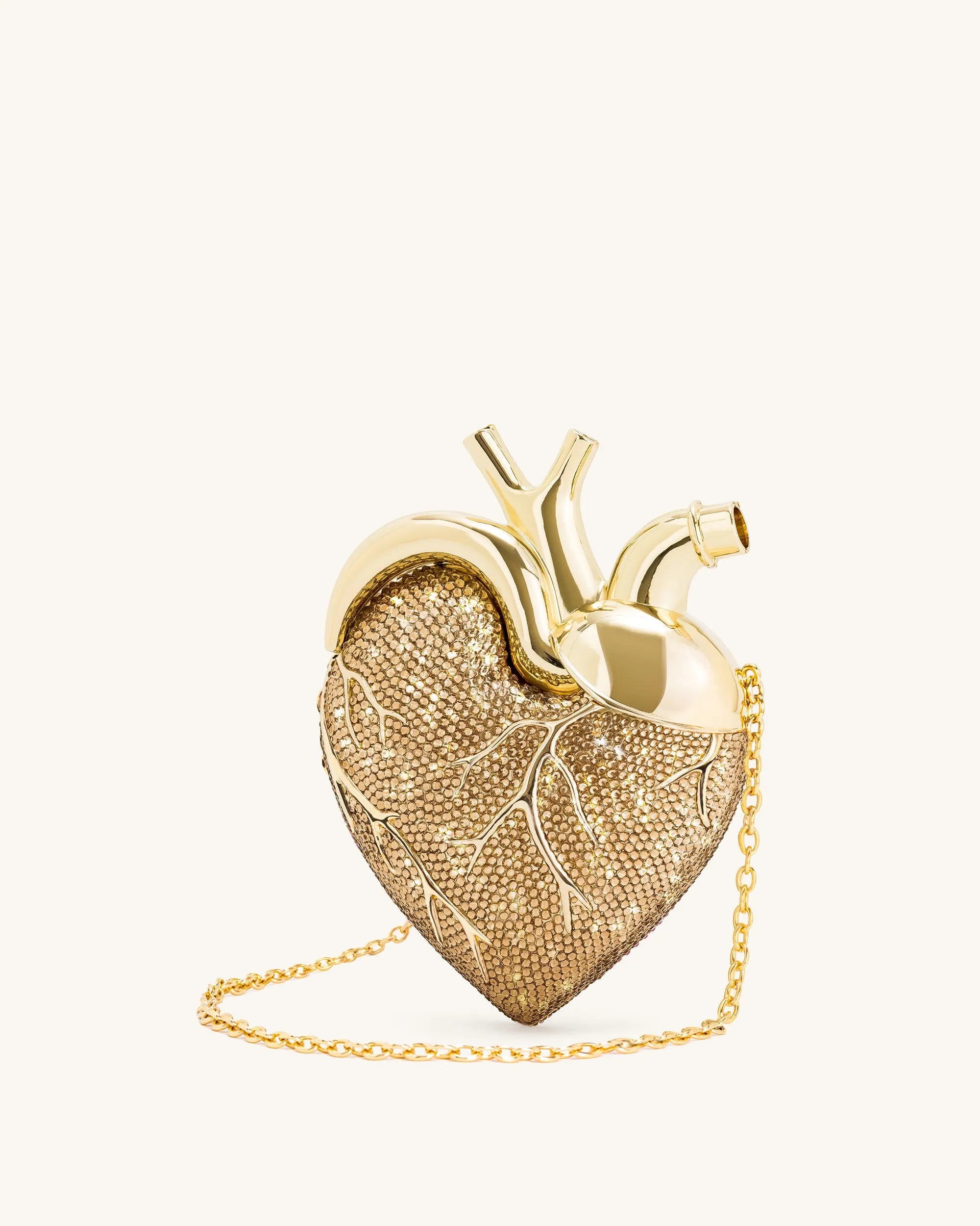 JW PEI Gold Women Maren Artificial Crystal Heart Shaped Bag - Gold SKU: 738-8_Gold Image 01