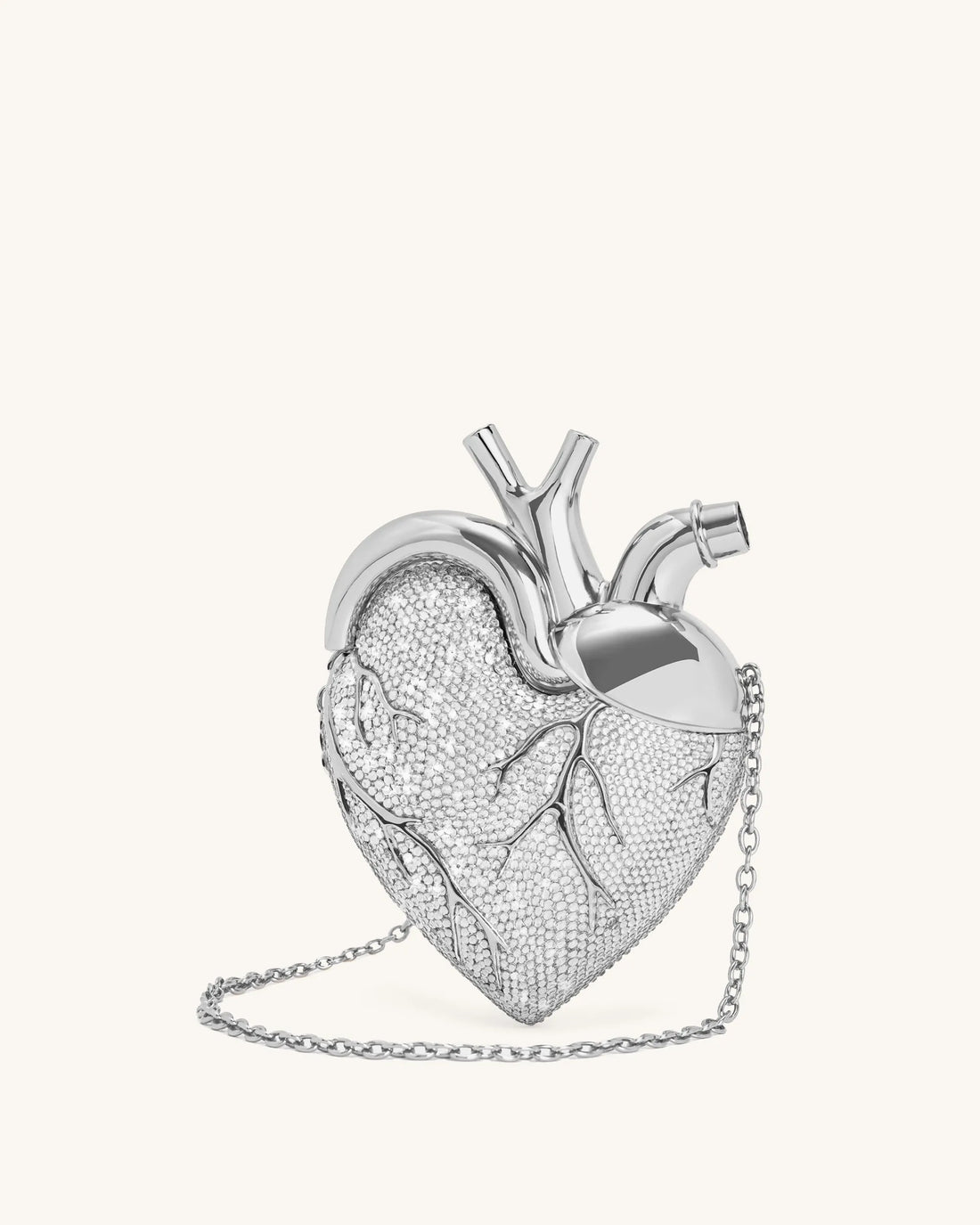 JW PEI Silver Women Maren Artificial Crystal Heart Shaped Bag - Silver SKU: 738-9_Silver Image 01