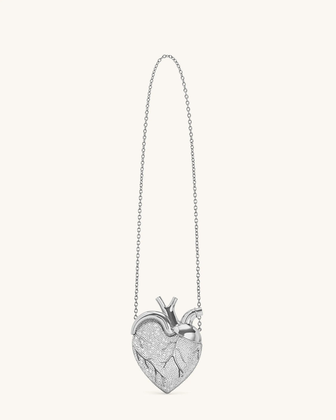 JW PEI Silver Women Maren Artificial Crystal Heart Shaped Bag - Silver SKU: 738-9_Silver Image 02