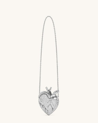 JW PEI Silver Women Maren Artificial Crystal Heart Shaped Bag - Silver SKU: 738-9_Silver Image 02