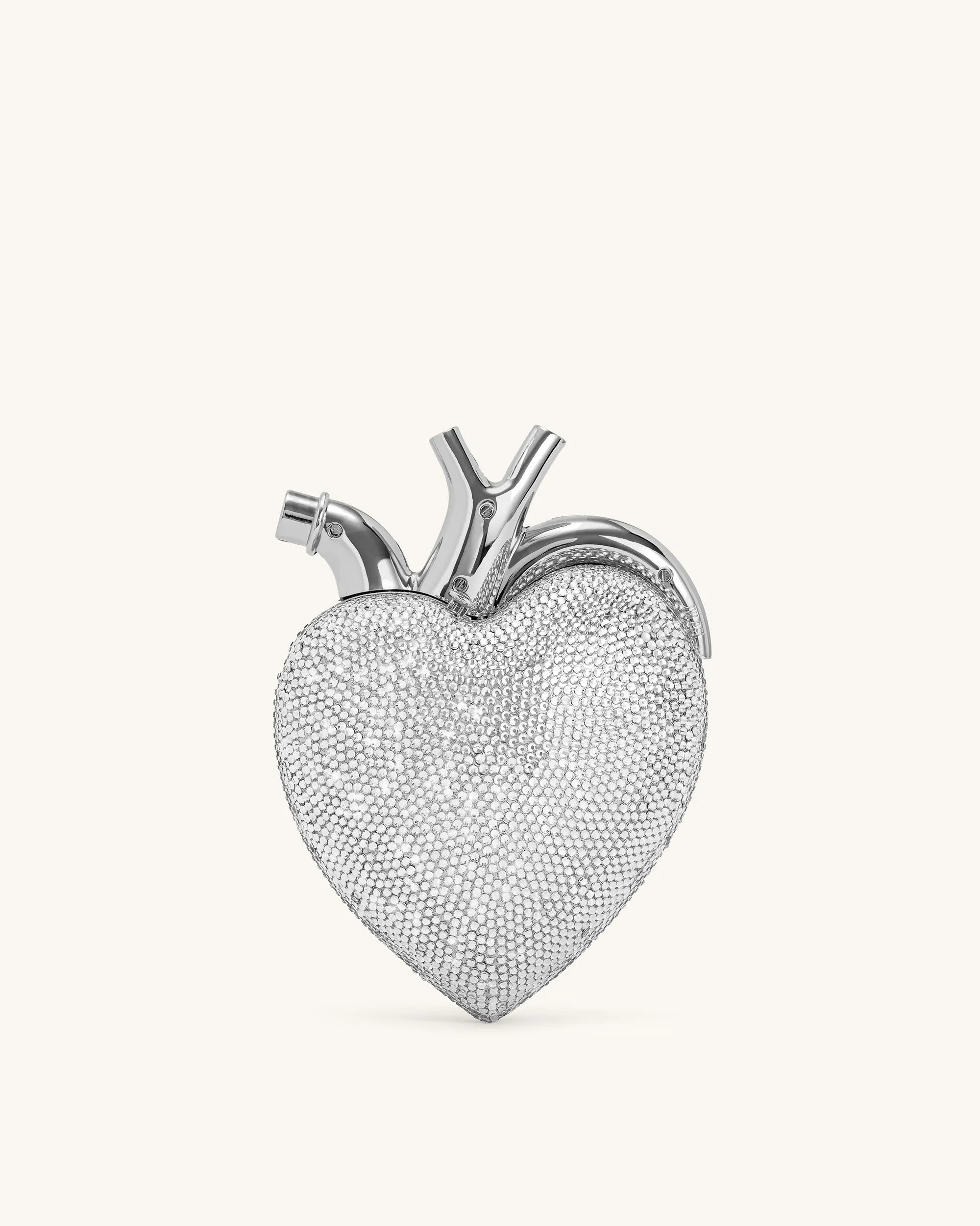 JW PEI Silver Women Maren Artificial Crystal Heart Shaped Bag - Silver SKU: 738-9_Silver Image 03