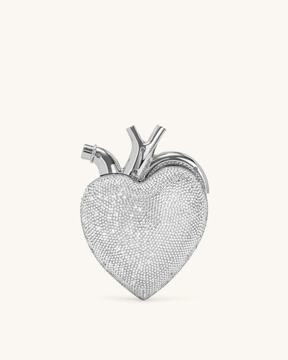JW PEI Silver Women Maren Artificial Crystal Heart Shaped Bag - Silver SKU: 738-9_Silver Image 03