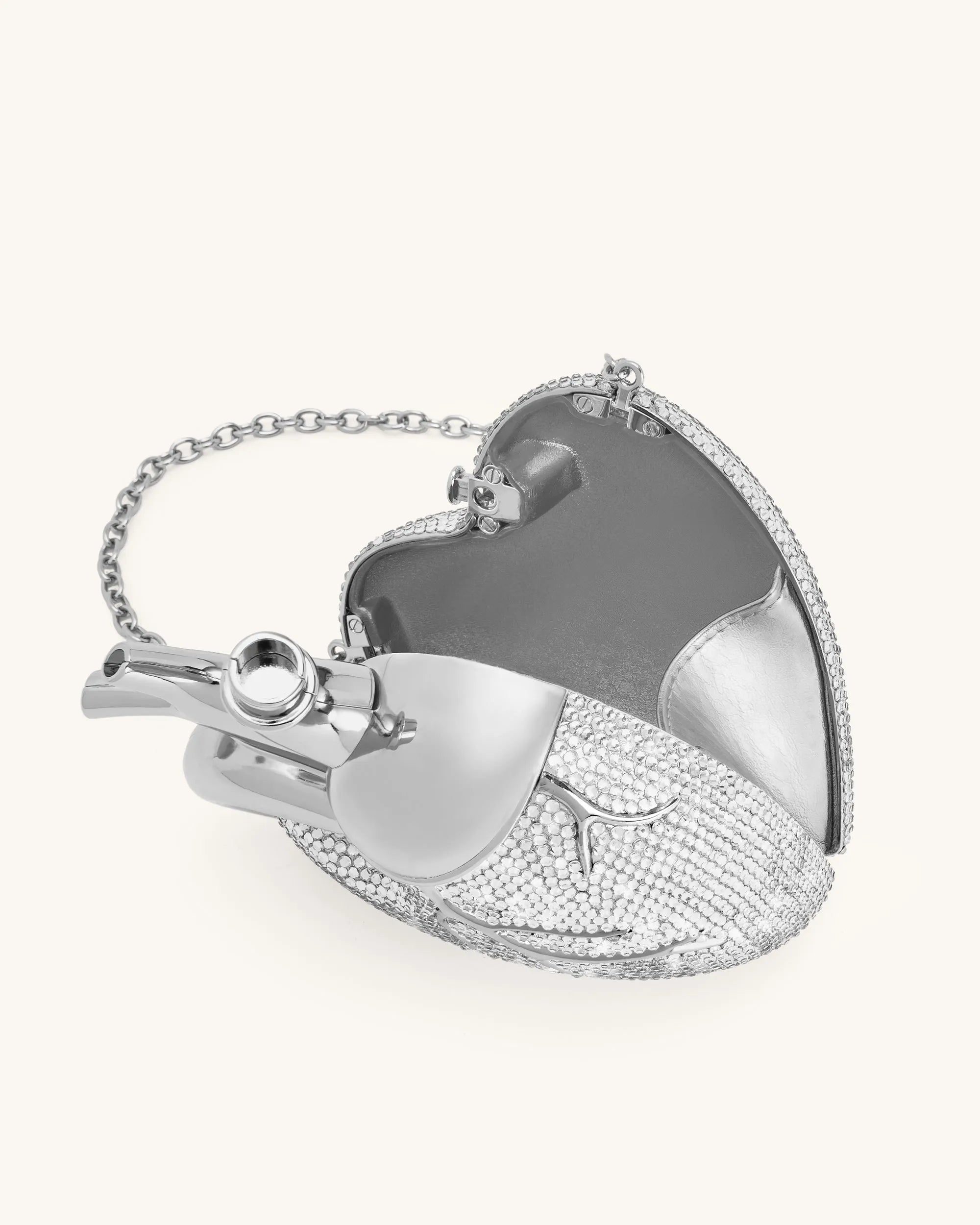 JW PEI Silver Women Maren Artificial Crystal Heart Shaped Bag - Silver SKU: 738-9_Silver Image 05