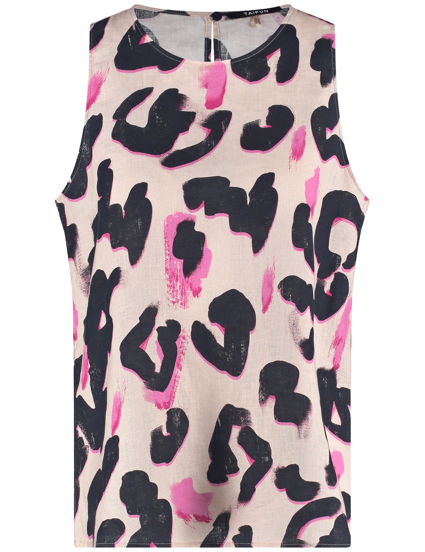 Taifun_Sleeveless Linen Blouse with Leo Print_760366-11223_9612_01