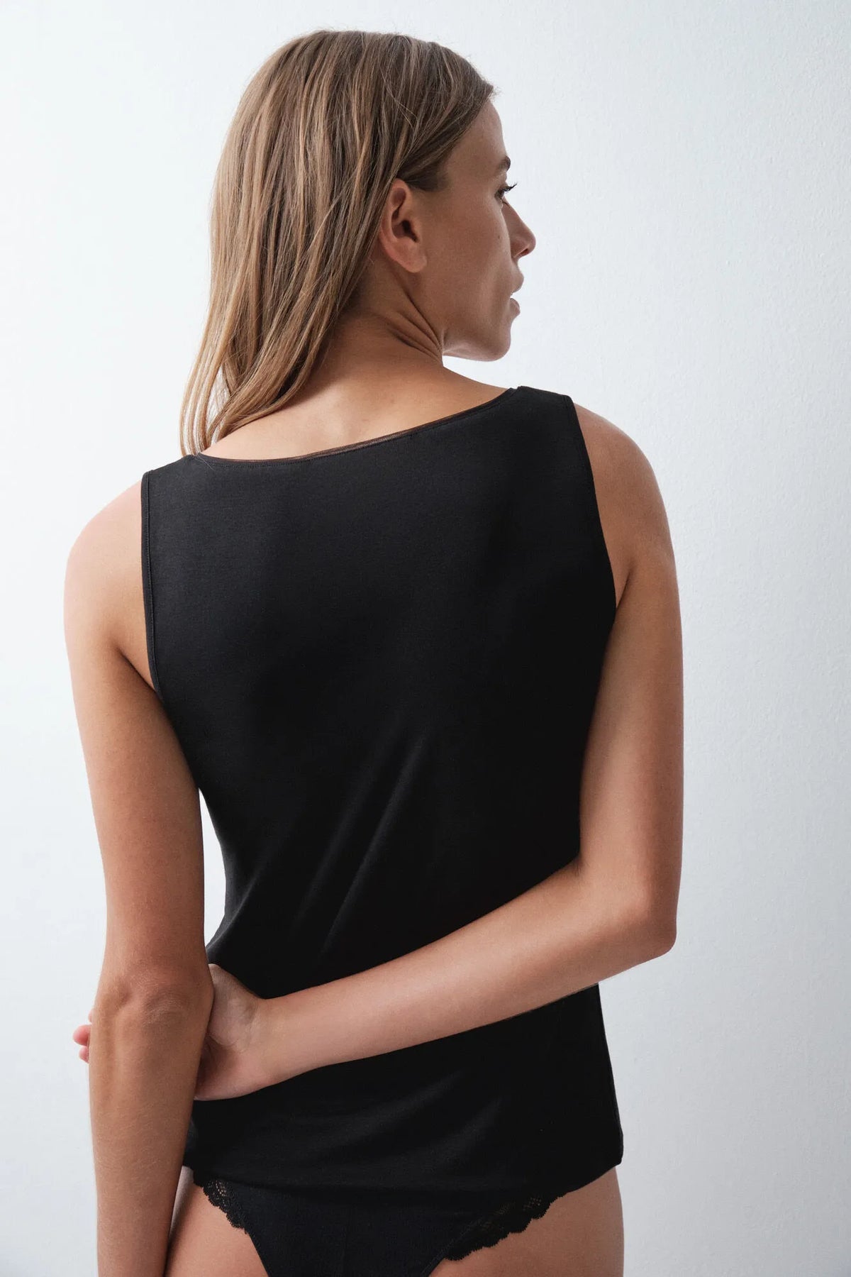 Women Secret Black Women Black Viscose Vest Top SKU: 7664649_01 Image 04