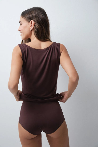 Women Secret Wine Women Burgundy Viscose Vest Top SKU: 7664650_68 Image 04