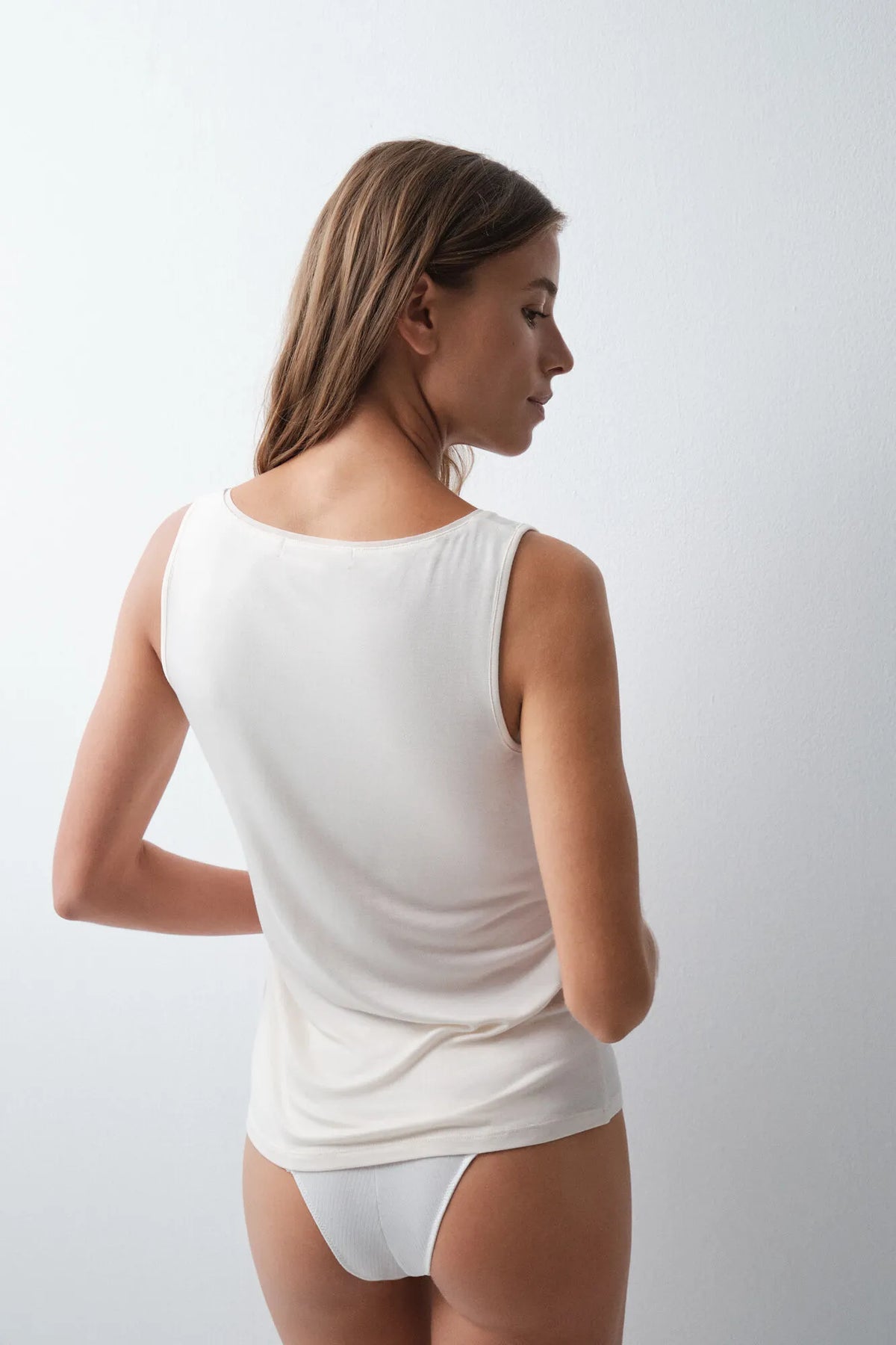 Women Secret Ivory Women White Viscose Vest Top SKU: 7664652_96 Image 05