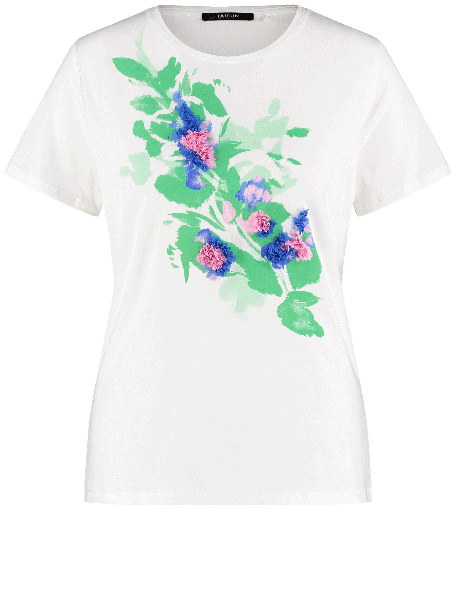 Taifun_T-Shirt with a Floral AppliquŽ_771333-16133_9702_02