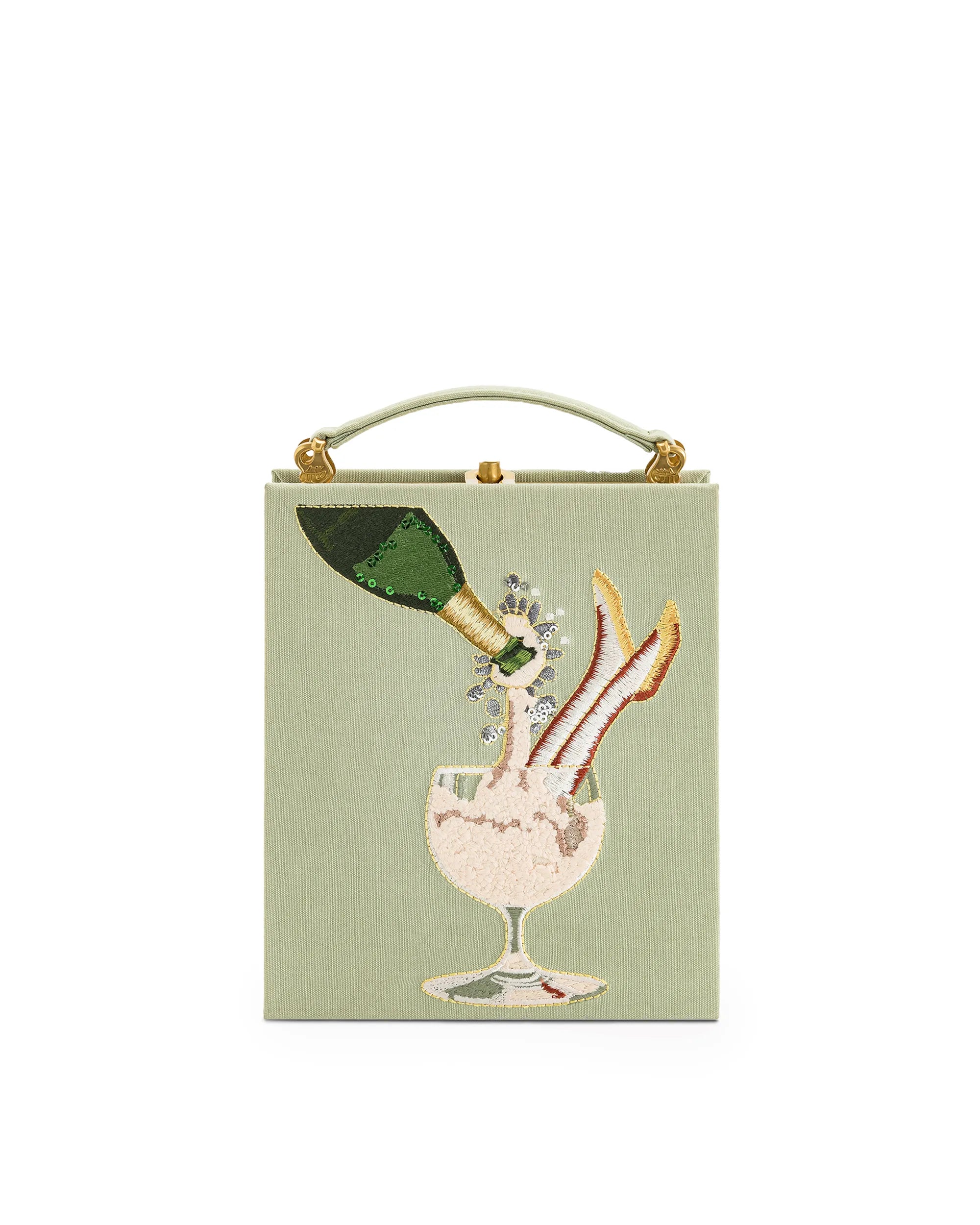 JW PEI_Light Green_Embroidery Pattern Book Shape Clutch Bags_7866-7_Light Green_01