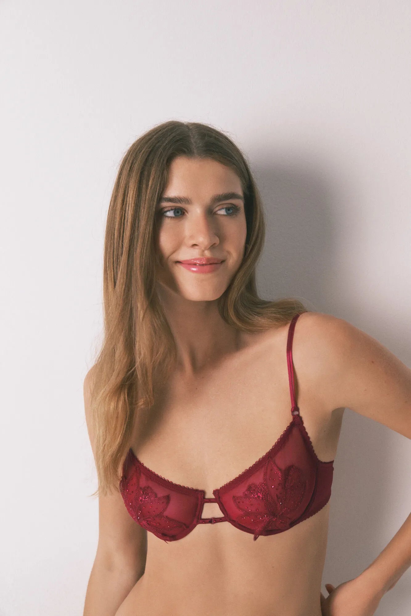 Women Secret_Red_Pretty Red Shimmer Tulle Balconette Bra_7912820_61_06