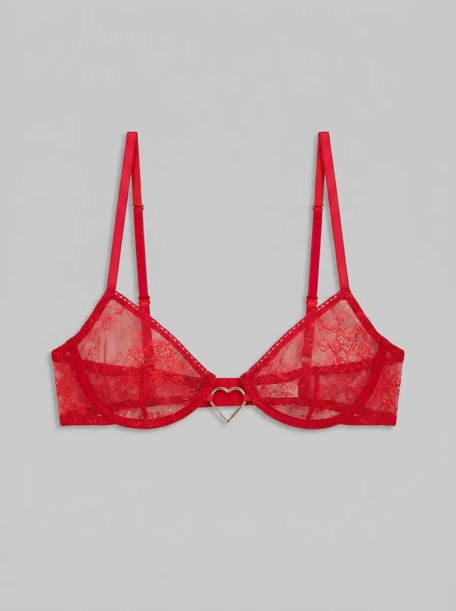 Women Secret_Red_Red Lace Unpadded PRETTY Bra in Different Cup Sizes_7913062_60_00